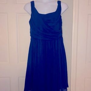 Cobalt blue chiffon cocktail dress